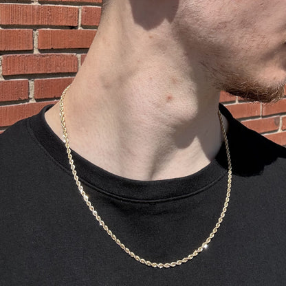 2.9MM ROPE CHAIN 14K (DIMOND CUT)